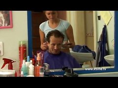 Mature man seduced by a young naughty hairdresser